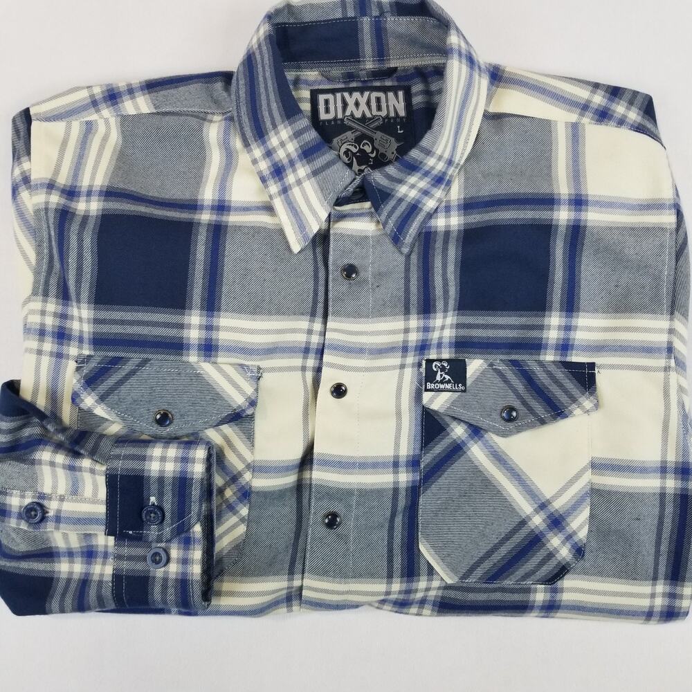 Dixxon Flannel Co Six Gun Flannel Mens Large Blue Pearl Snap Western Plaid NEW